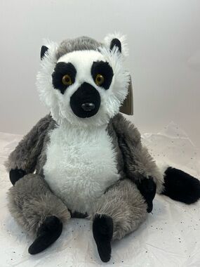 Plush Ring-Tailed Lemur Stuffed Animal - Gray & White